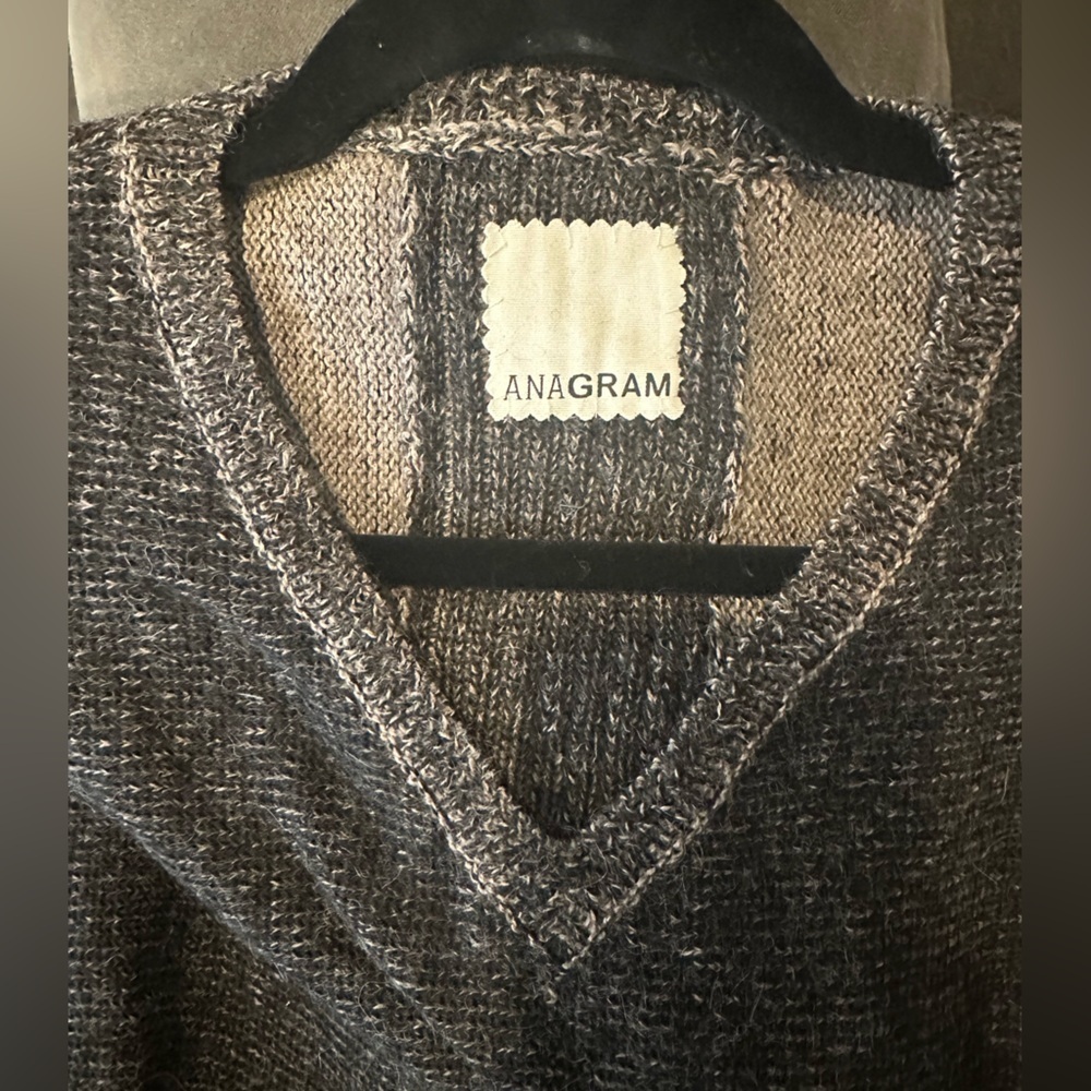 ANAGRAM Grey and Taupe Baby Alpaca Sweater - Size L. Super-cozy! - Picture 3 of 12